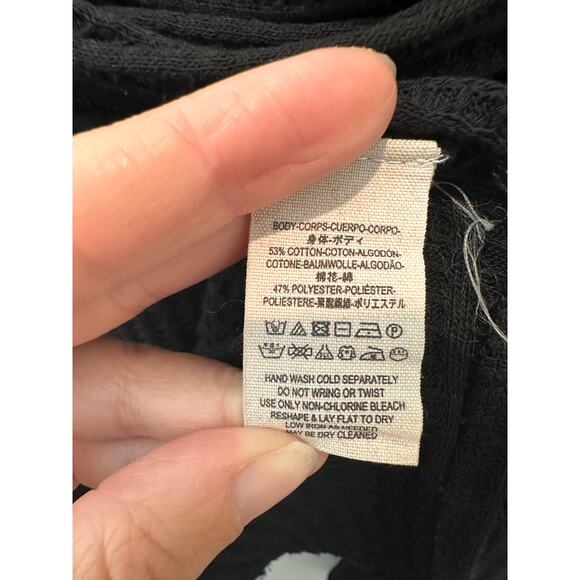 FREE PEOPLE | We The Free Thermal Black Cowl Neck Cropped Sweater | Medium - Picture 6 of 6